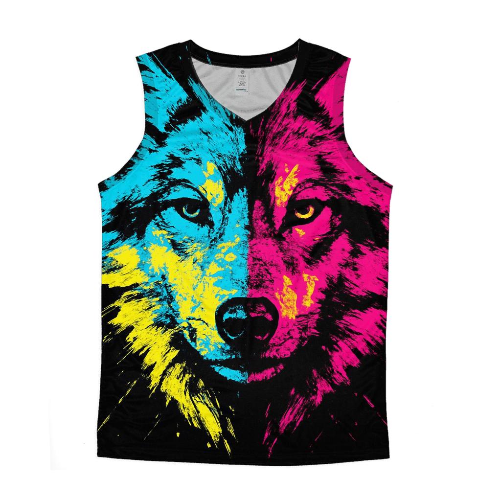 Abstract Chromatic Wolf personalized athletic tanks