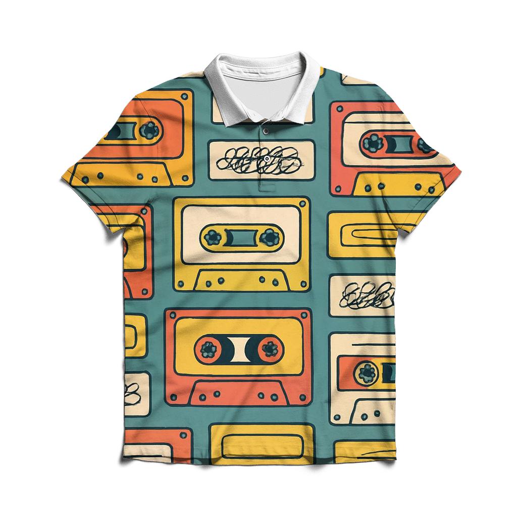 Cassette Tape Collage classic pique polos
