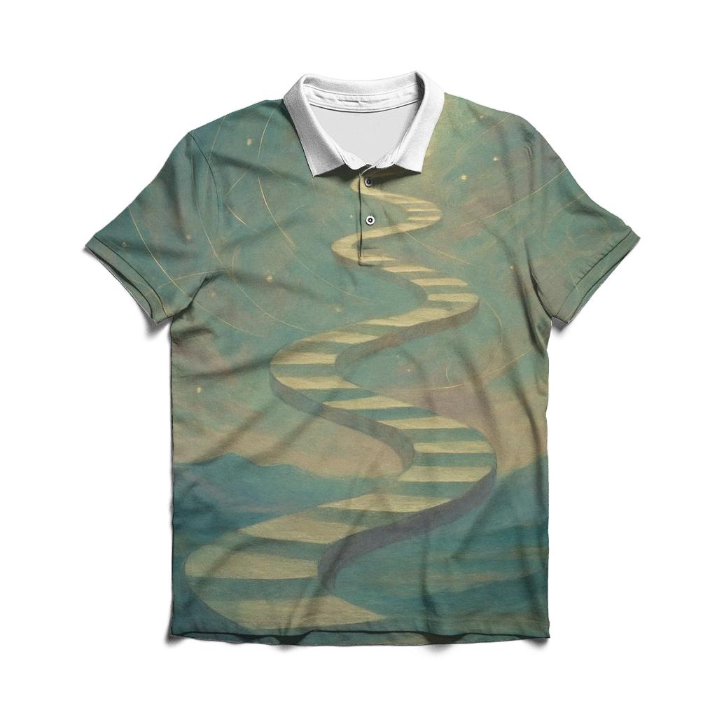 Celestial Spiral Path premium cotton polo shirts