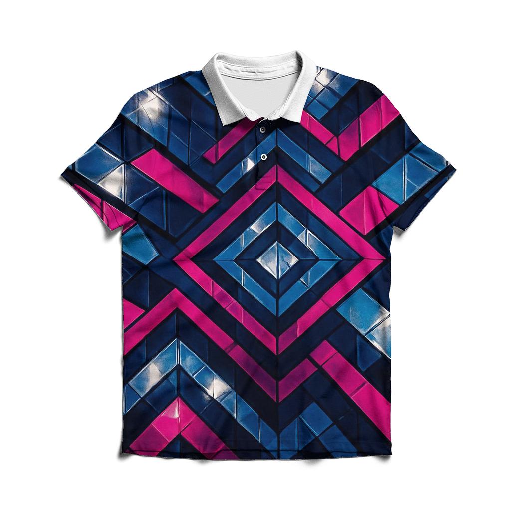 Disco Mirror Geometry stylish collar polo tees