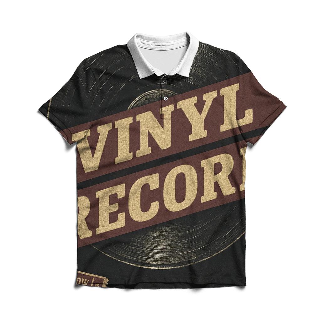 Distressed Vinyl Record Poster custom polo shirts