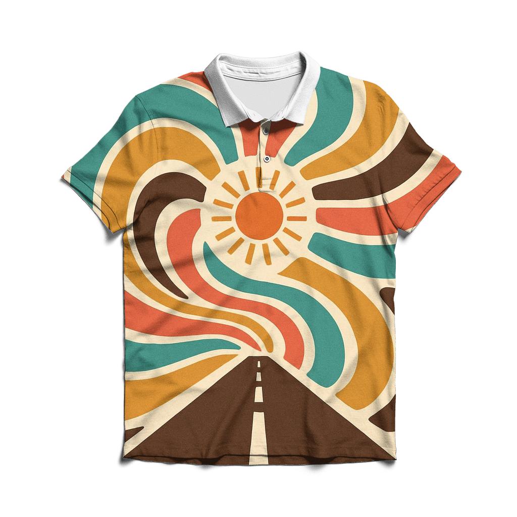 Groovy Rainbow Swirls casual sports polo shirts