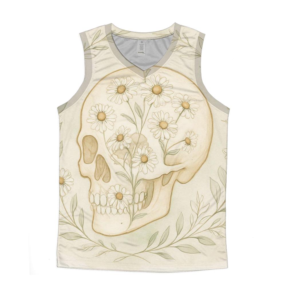 Floral Skull Chamomile casual summer tank tops
