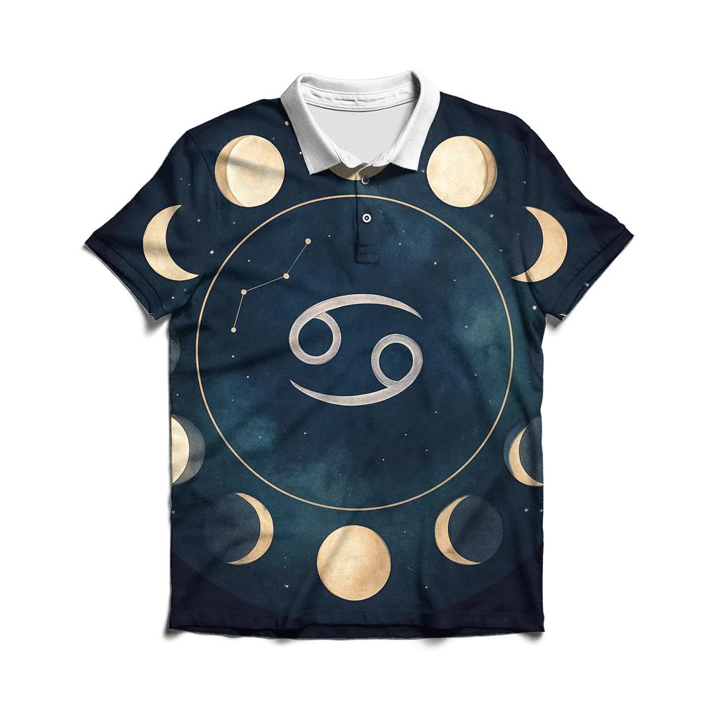 Cancer Moon Phase Cycle custom polo shirts