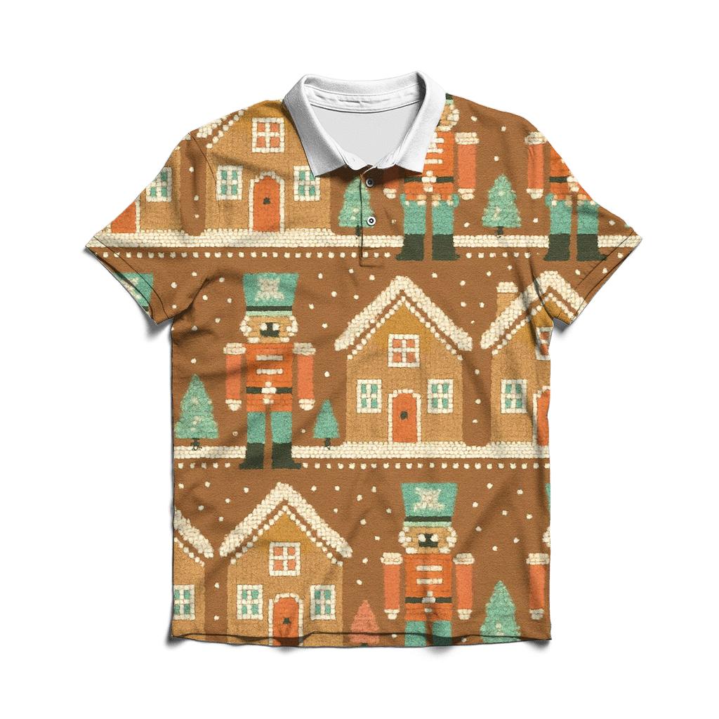 Gingerbread Village Parade Design premium cotton polo shirts
