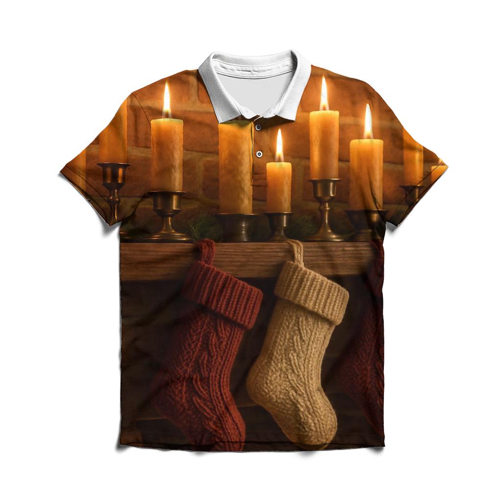 Candlelit Mantel With Stockings stylish collar polo tees