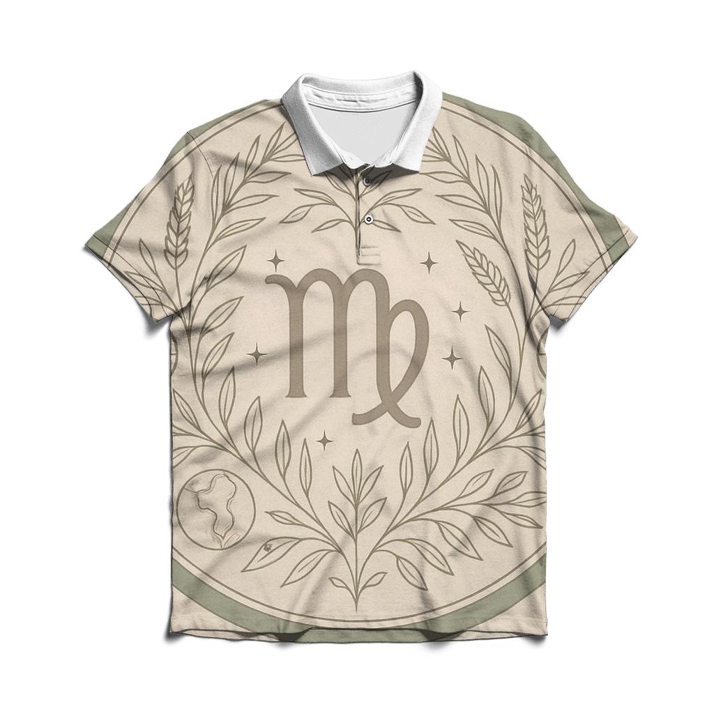 Virgo Earth Mandala Pattern personalized polo shirts
