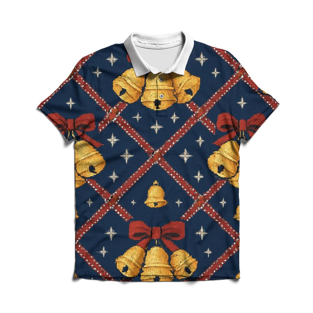 Sleigh Bell Crisscross Bands Design classic pique polos