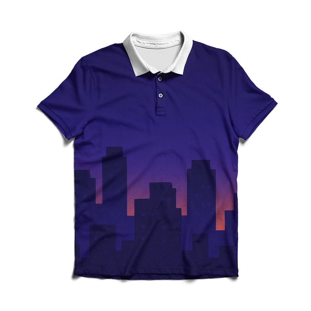 Pixel Skyline Glow custom polo shirts