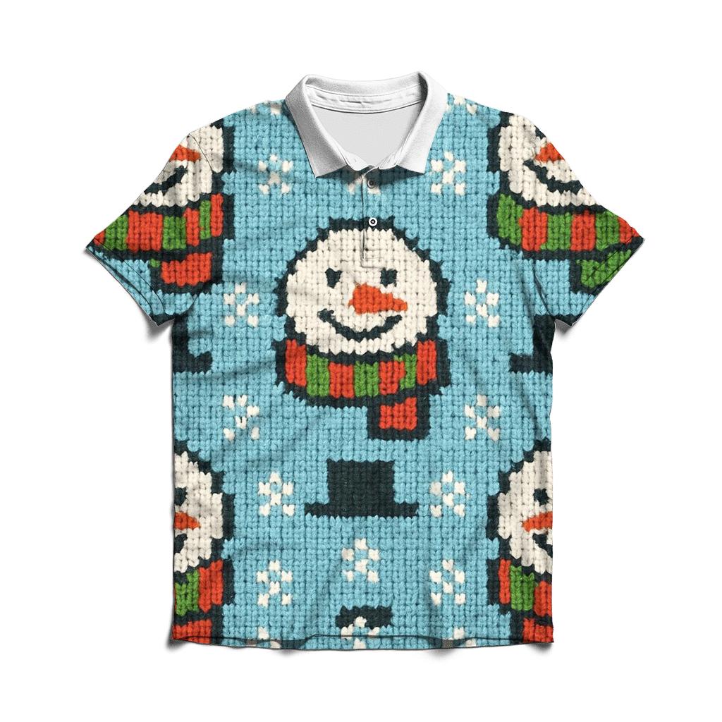 Snowman Scarf Grid Design classic pique polos