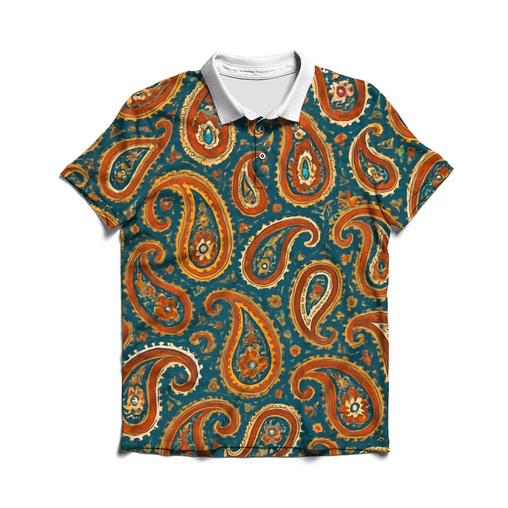 Solar Flare Paisley stylish collar polo tees