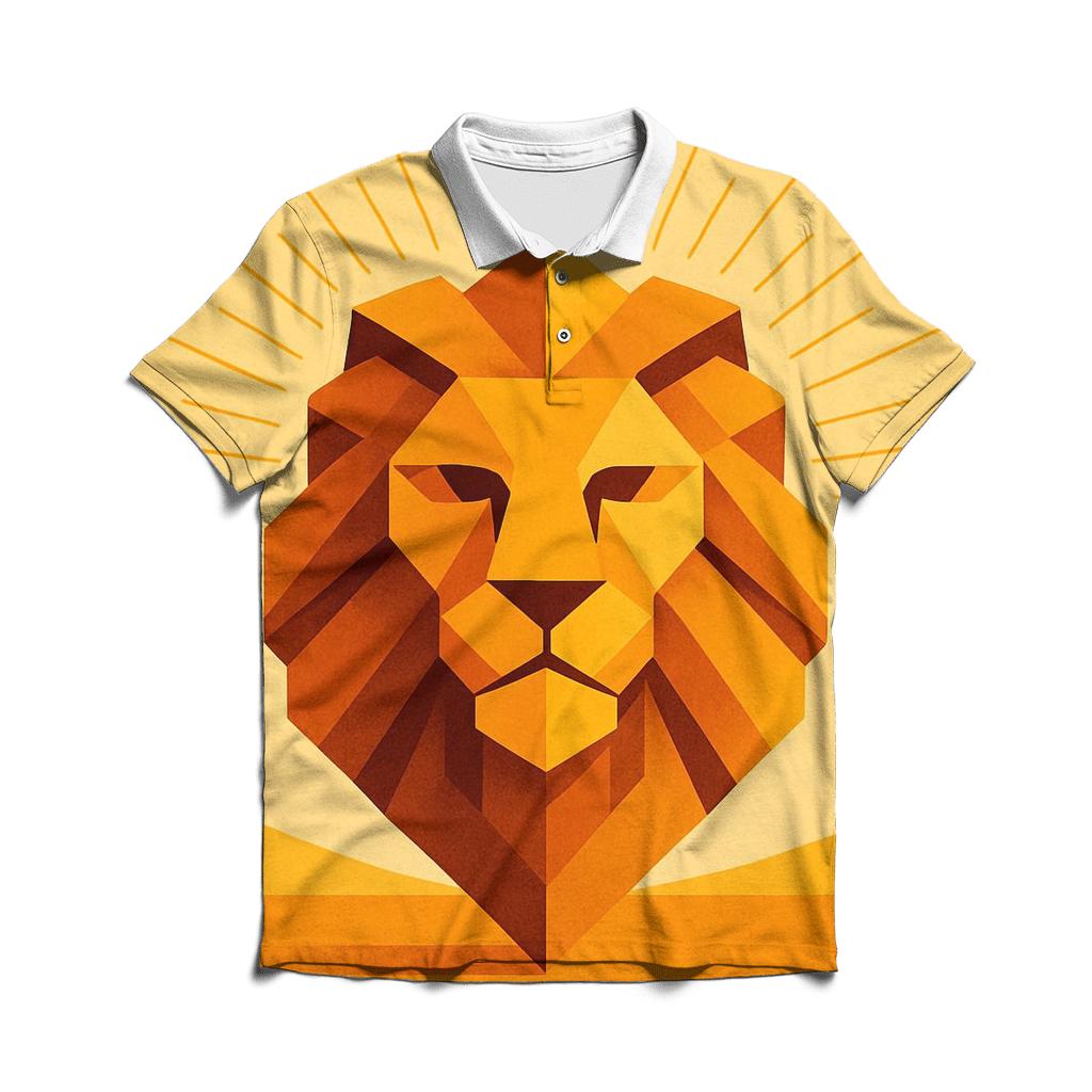 Solar Flare Geometric Lion casual sports polo shirts