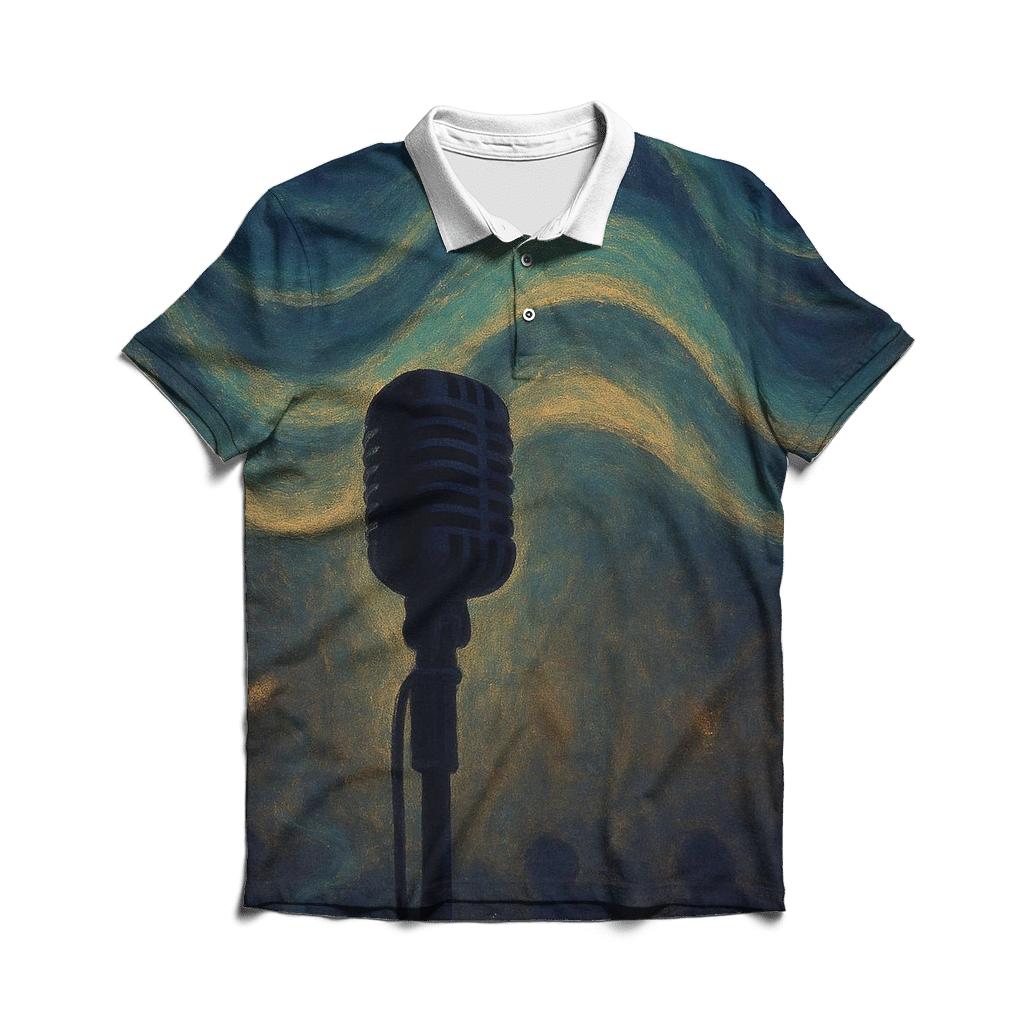 Microphone Aurora branded logo polo shirts