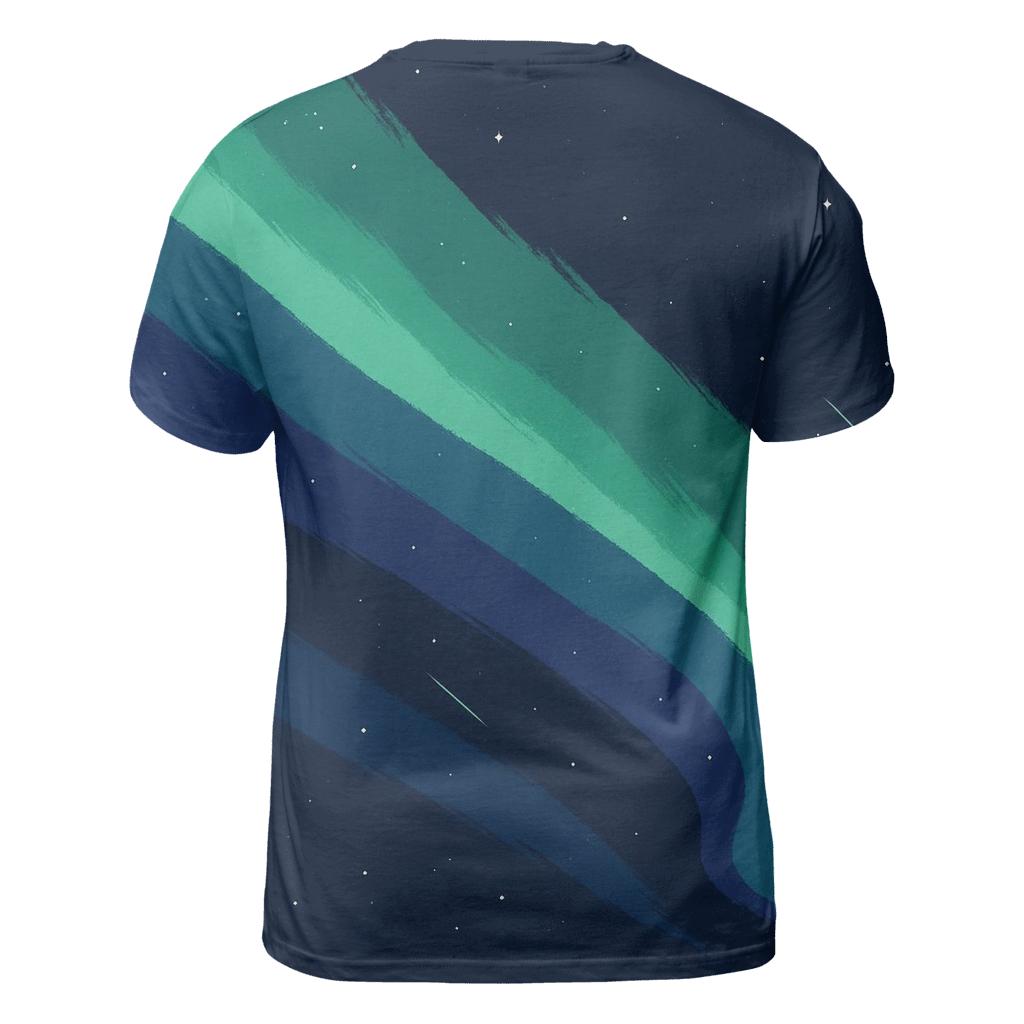 Aurora Curtain Drift vibrant all-over design tees