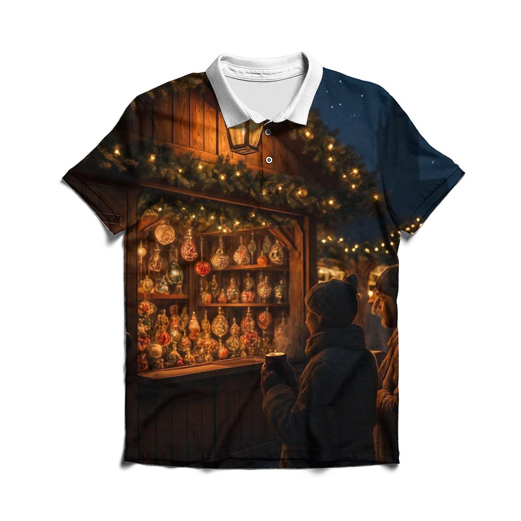 Wooden Market Stall At Night stylish collar polo tees