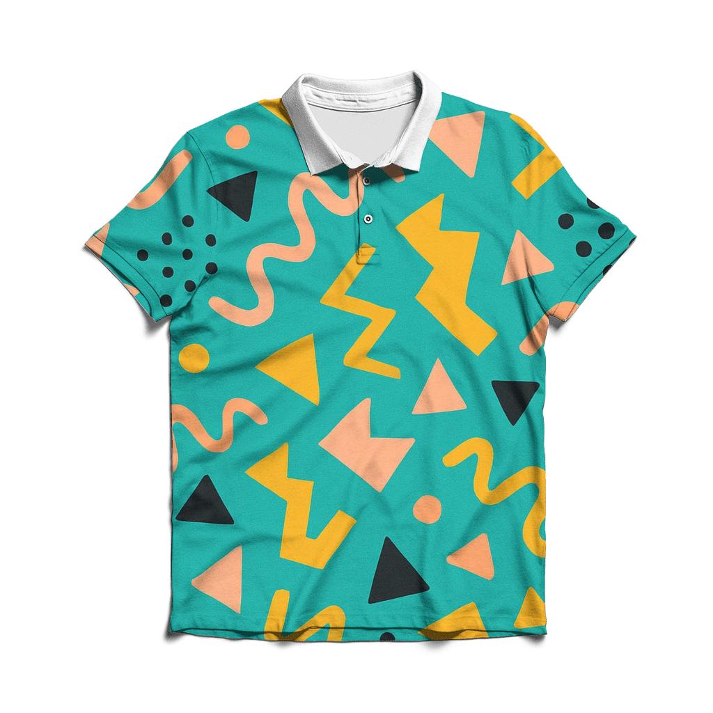 Memphis Neon Shuffle branded logo polo shirts