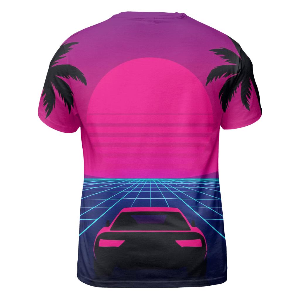 Neon Grid Sunset unique graphic print tees