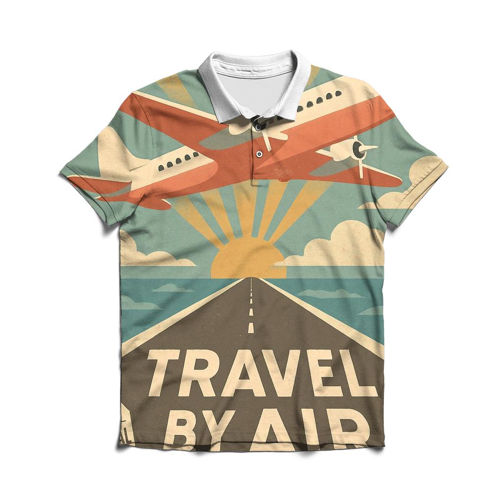 Retro Airline Travel Poster designer slim fit polos
