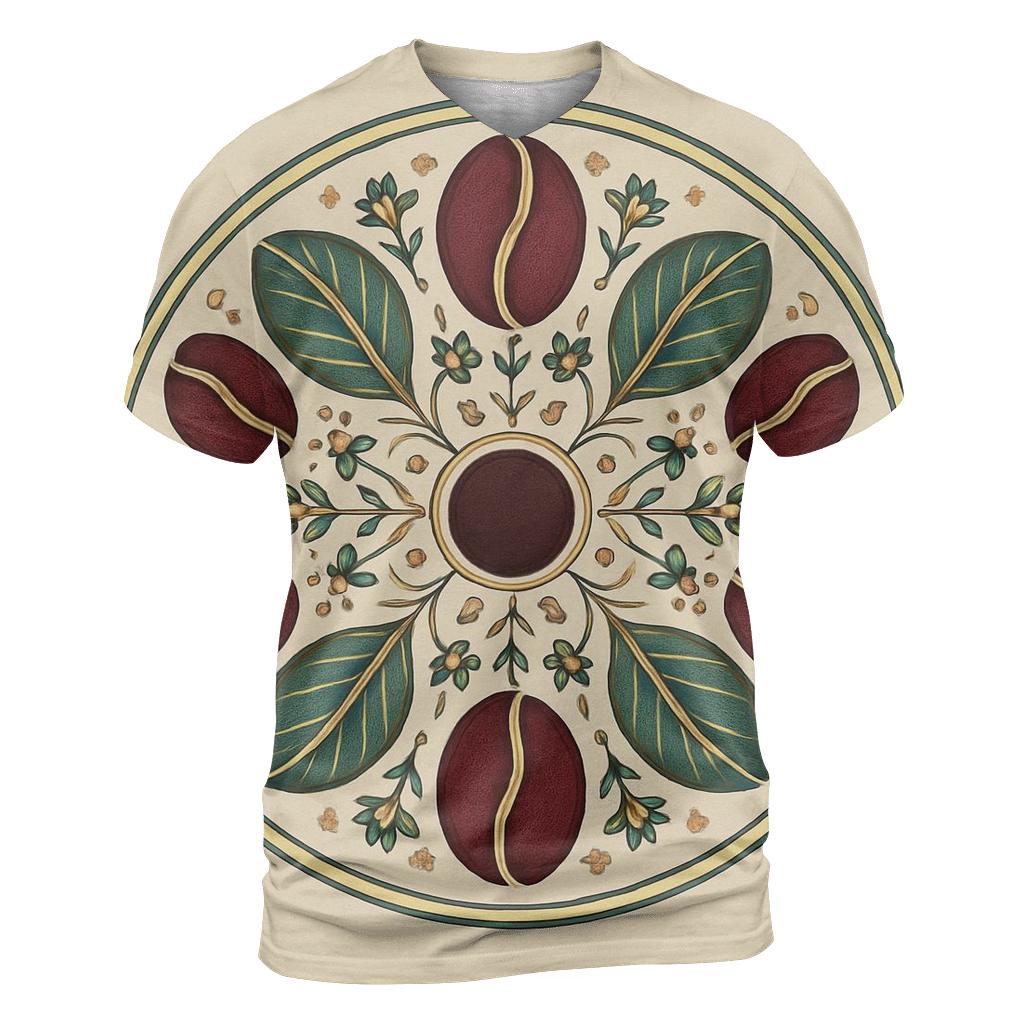 Bean Mandala Circle vibrant all-over design tees