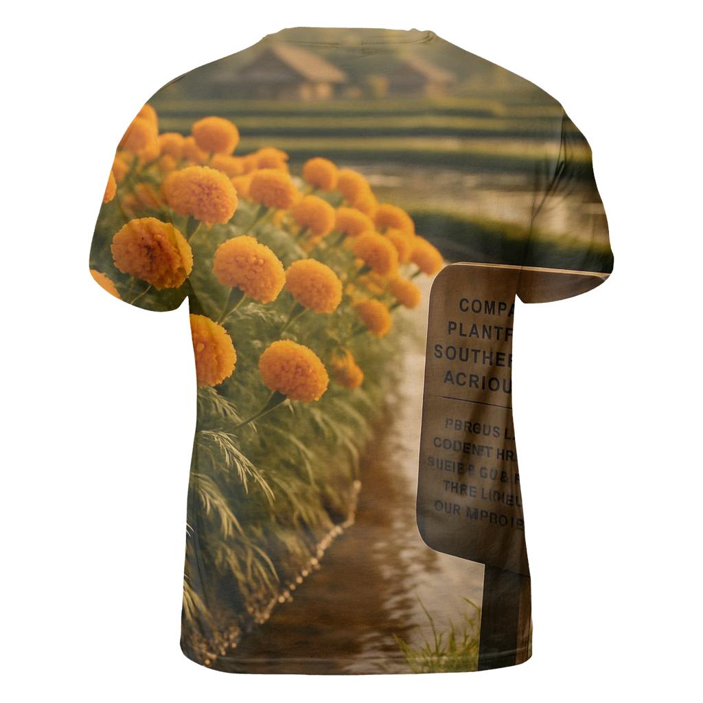 Rice Terrace Marigold Borders statement graphic shirts