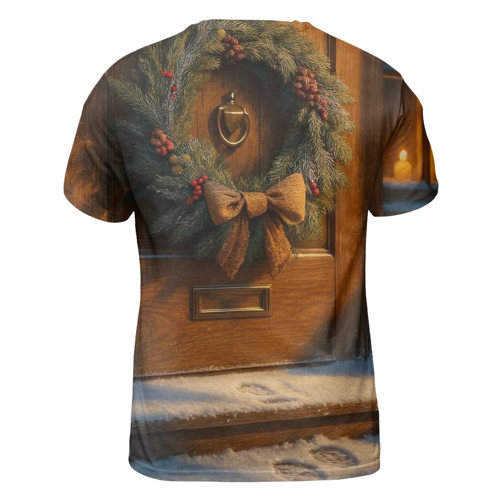 Wreath On Frosted Doorstep creative print fashion shirts