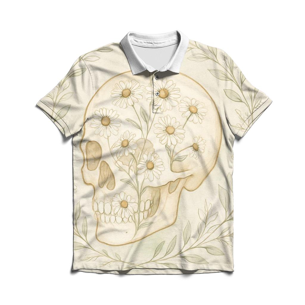 Floral Skull Chamomile personalized polo shirts