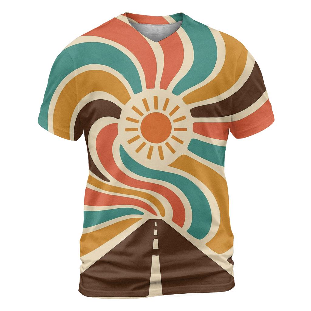Groovy Rainbow Swirls vibrant all-over design tees