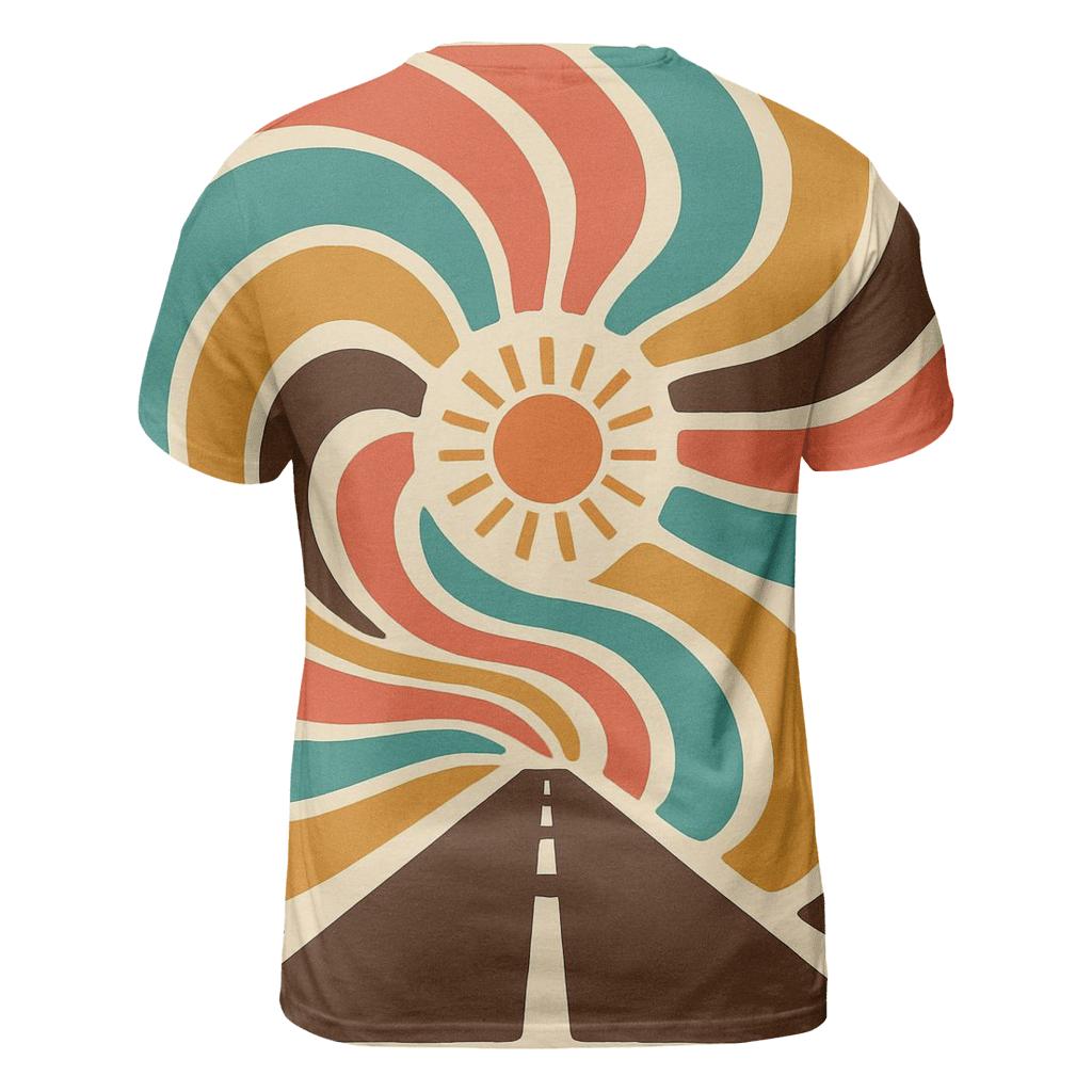 Groovy Rainbow Swirls vibrant all-over design tees