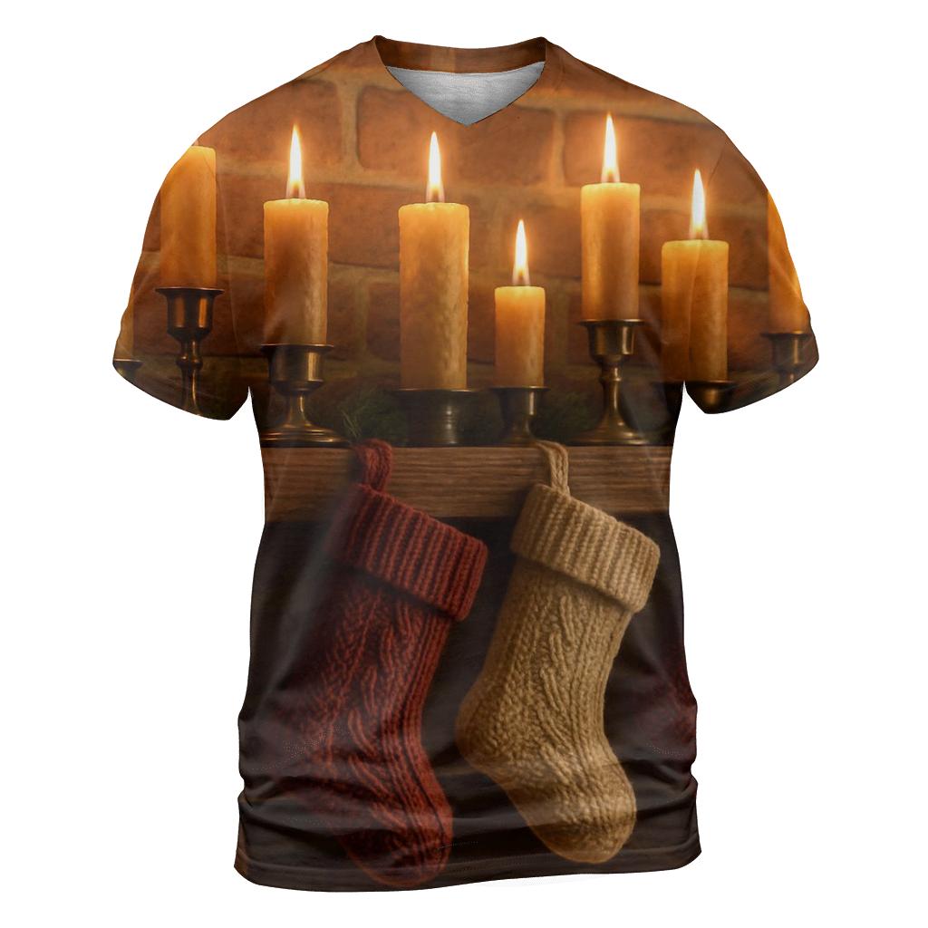 Candlelit Mantel With Stockings custom all-over print shirts