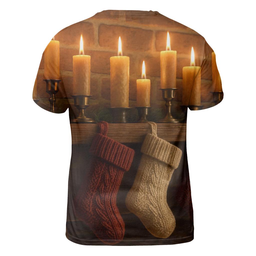 Candlelit Mantel With Stockings custom all-over print shirts