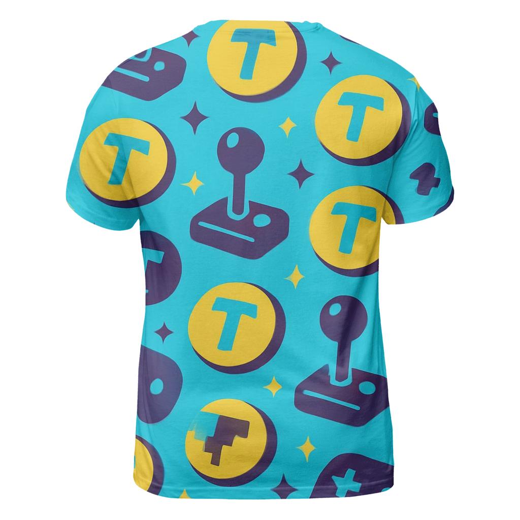 Arcade Token Geometry artistic all-over print tops