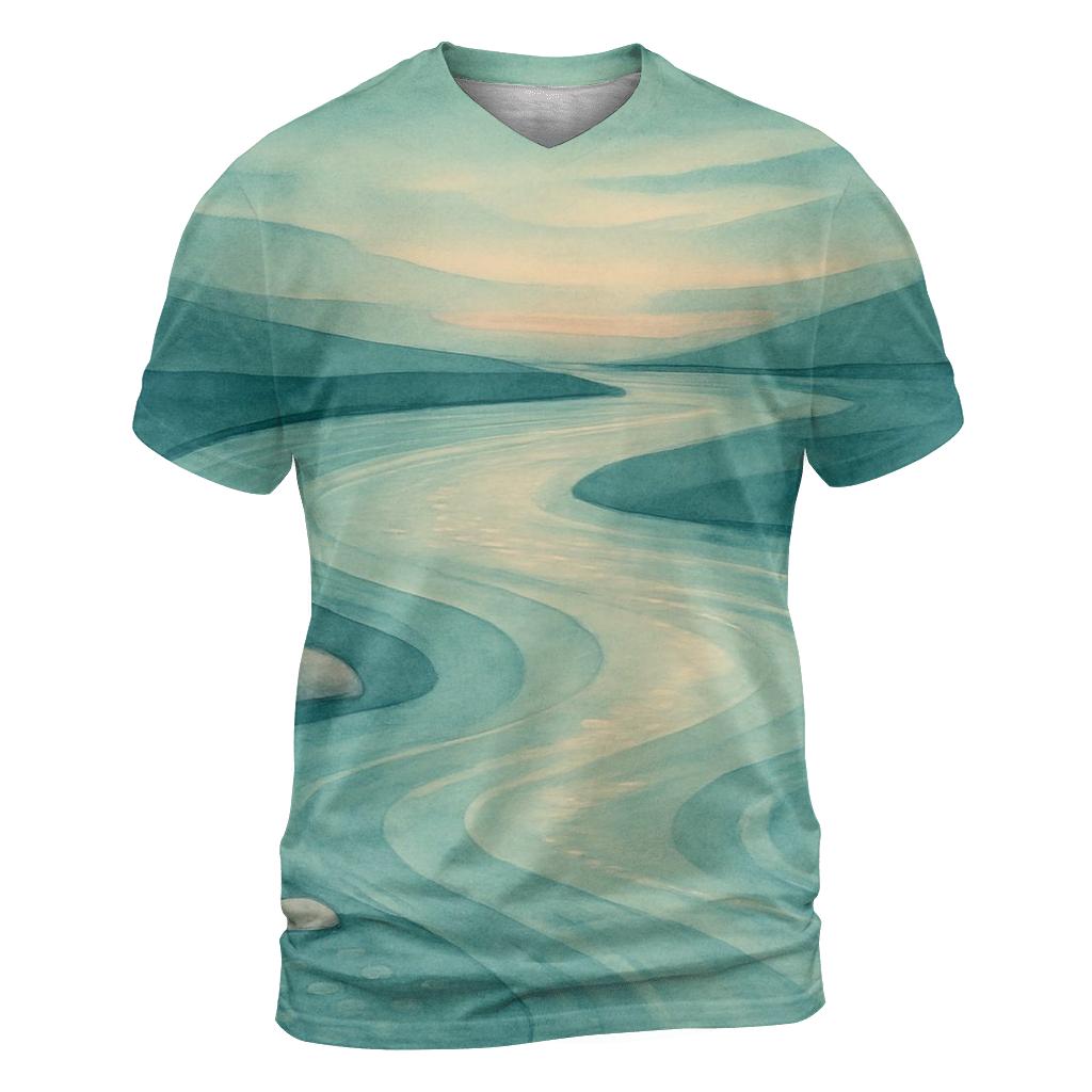 River Of Reflection artistic all-over print tops