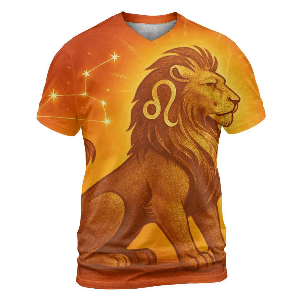 Leo Solar Flare Lion Artwork vibrant all-over design tees