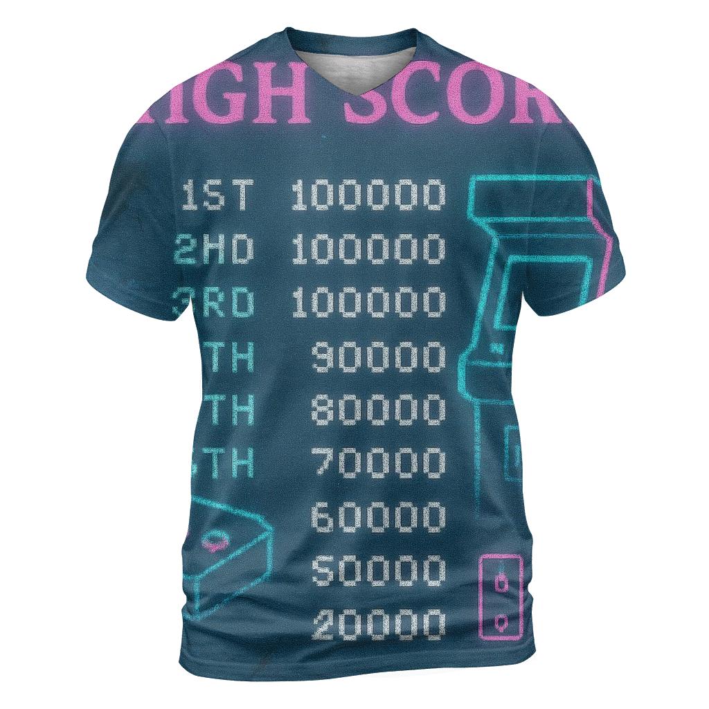 Retro Arcade Pixel Night vibrant all-over design tees