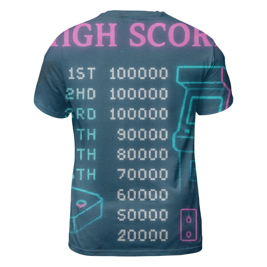 Retro Arcade Pixel Night vibrant all-over design tees
