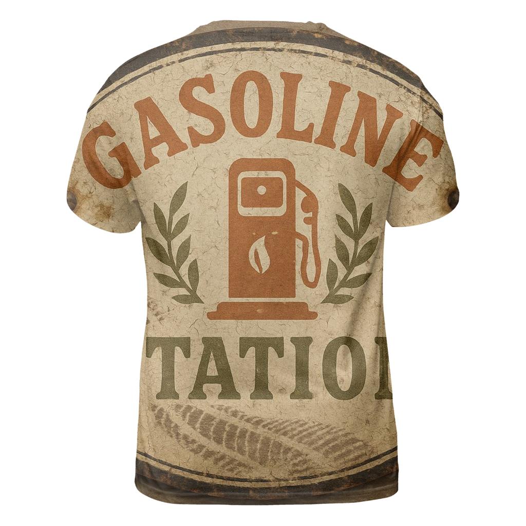 Old Gas Station Emblem artistic all-over print tops