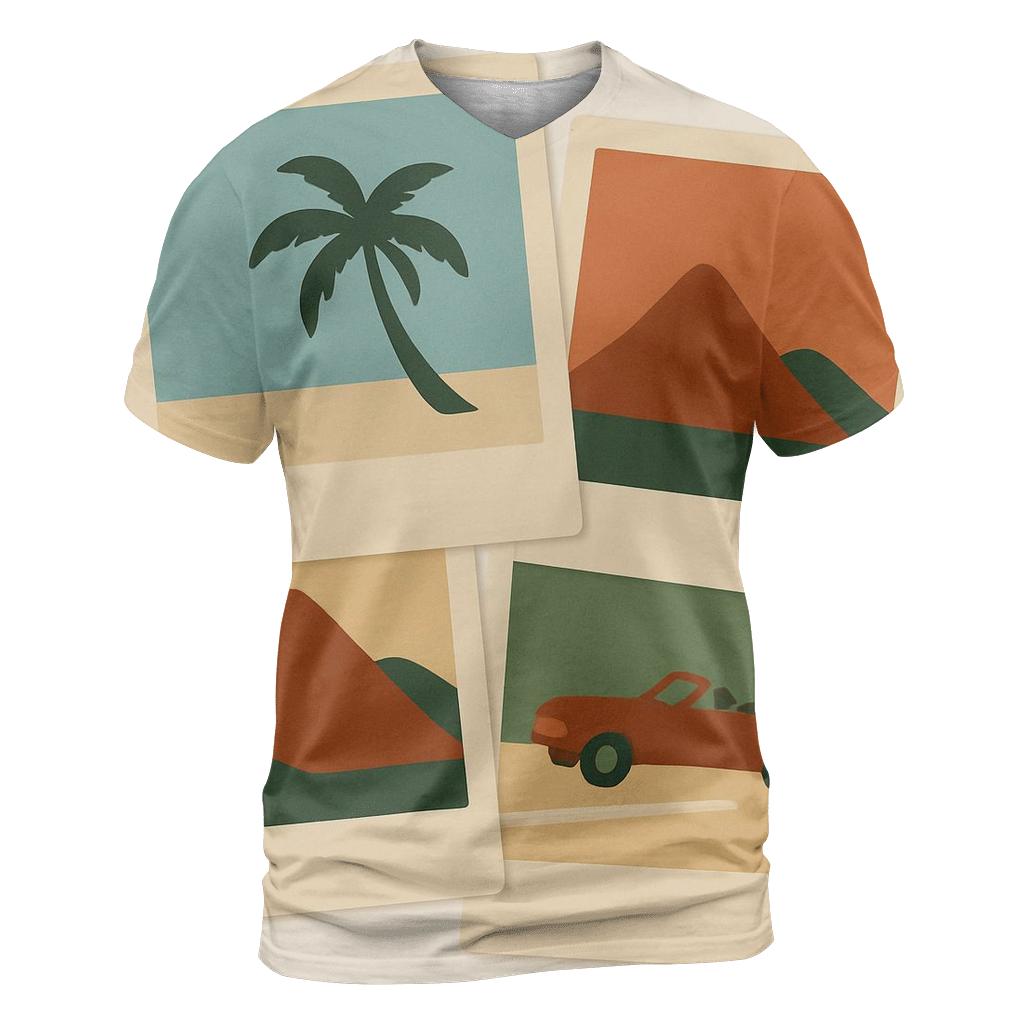 Polaroid Road Trip artistic all-over print tops