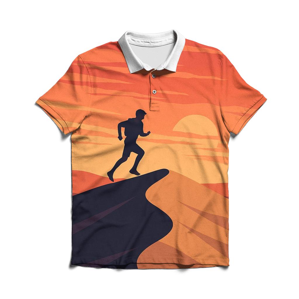 Trail Running Sunset Silhouette custom polo shirts
