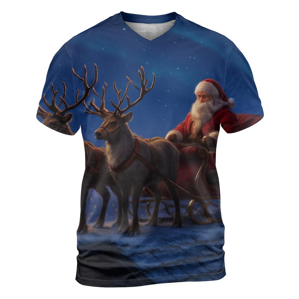 Reindeer On Rooftop Stars custom all-over print shirts