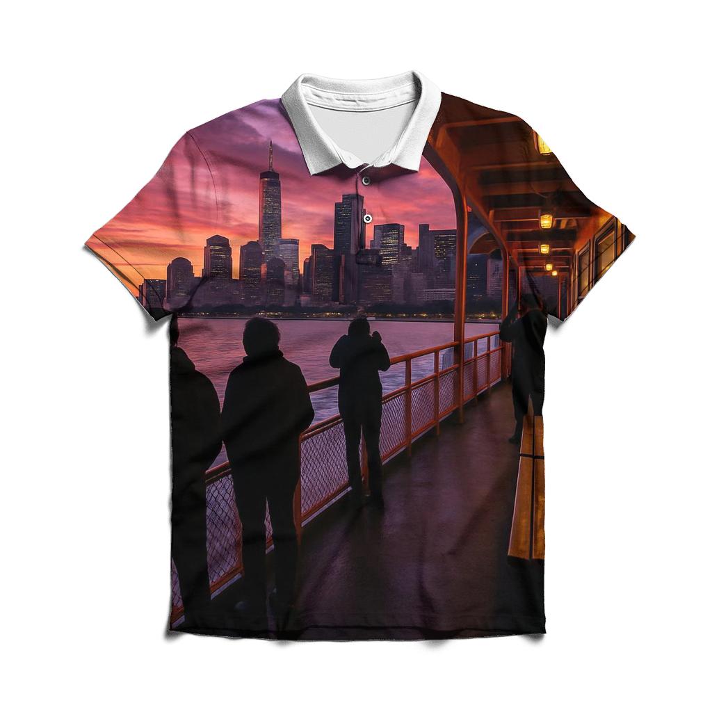 Twilight Ferry Crossing To Lower Manhattan casual sports polo shirts