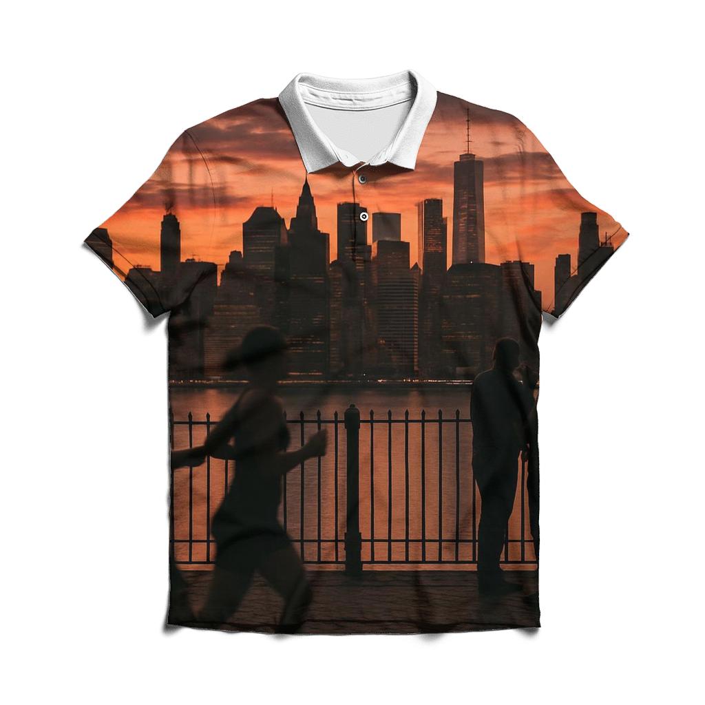 Sunset Silhouette From Brooklyn Promenade custom polo shirts