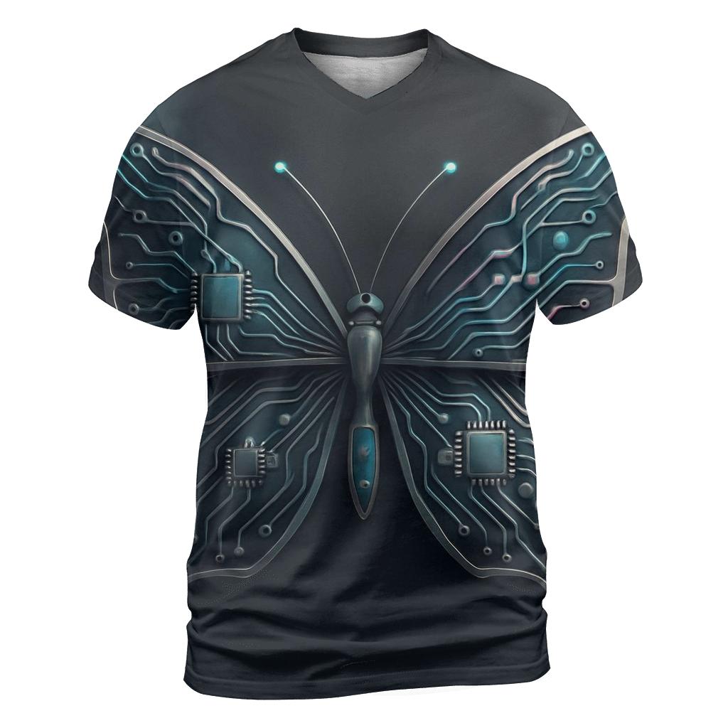 Futuristic Circuit Butterfly trendy printed shirt styles
