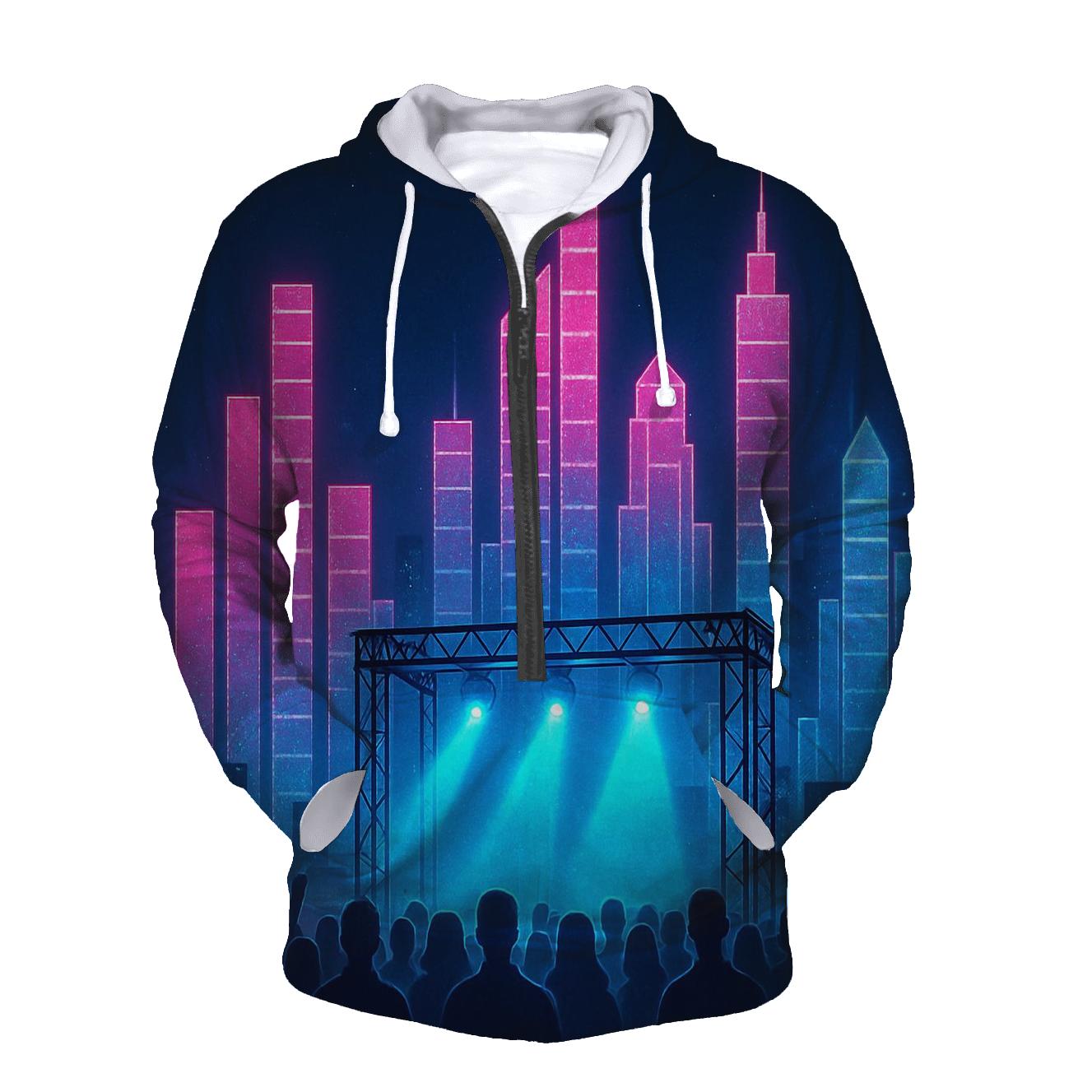 Neon Equalizer Skyline heavyweight hoodies