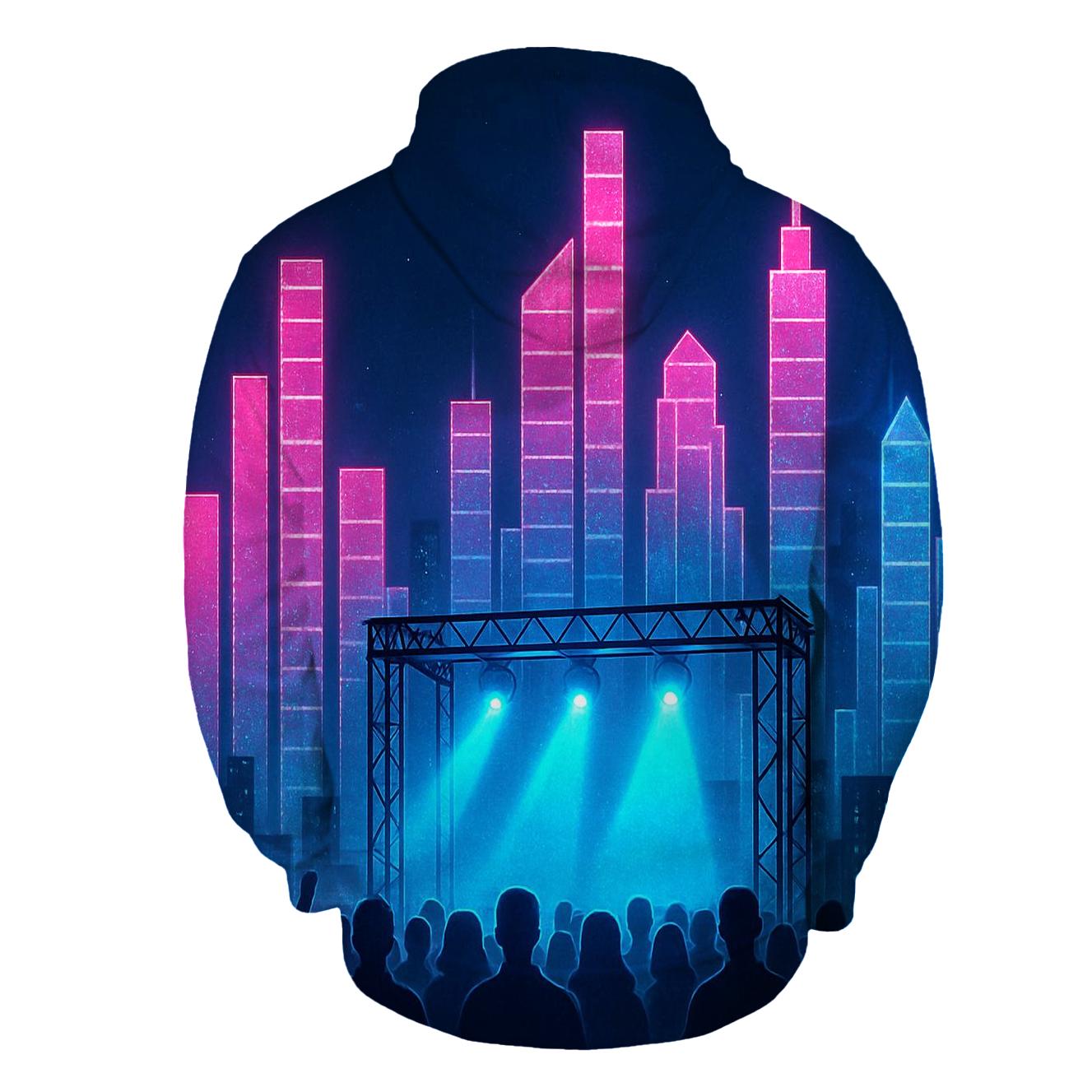 Neon Equalizer Skyline heavyweight hoodies