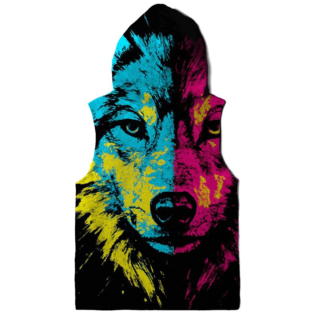 Abstract Chromatic Wolf printed hoodies