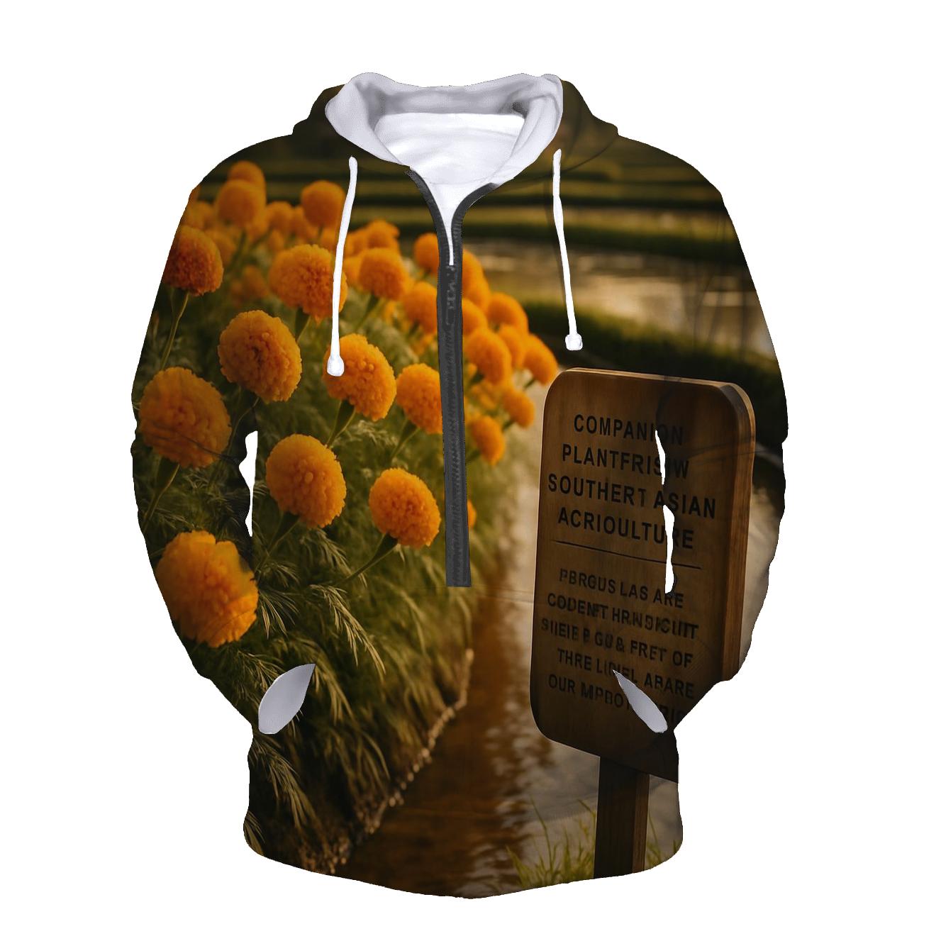 Rice Terrace Marigold Borders pullover hoodies