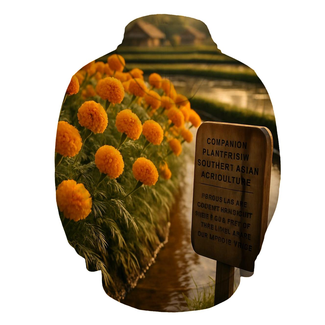 Rice Terrace Marigold Borders pullover hoodies
