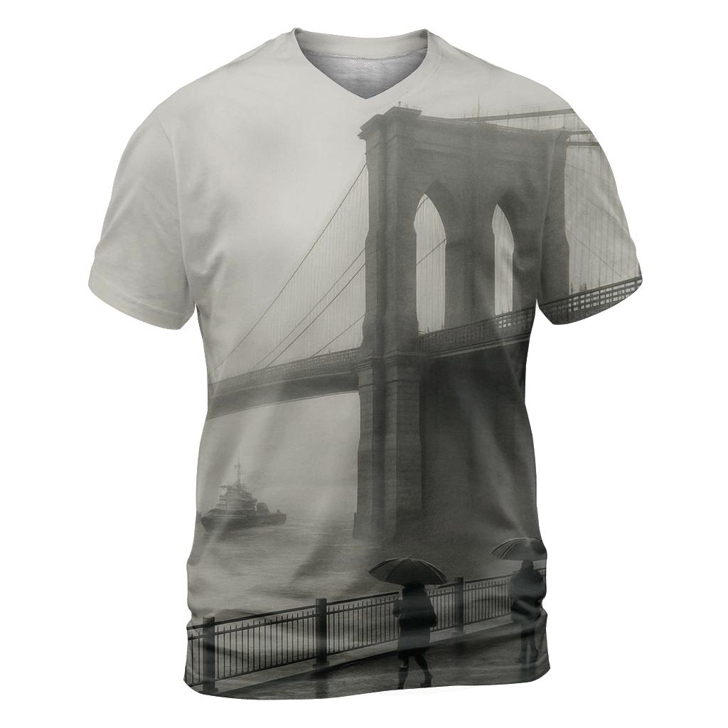 Foggy Morning Over The Bridges designer pattern shirts