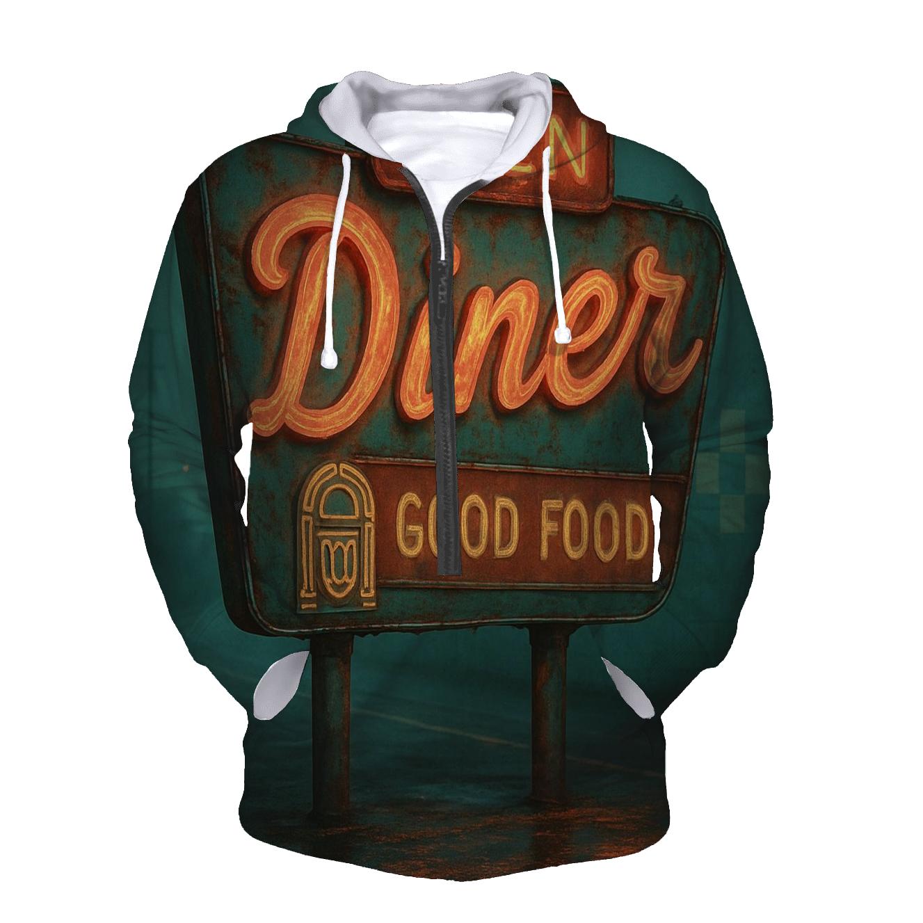 Sunset Diner Neon Sign lightweight hoodies