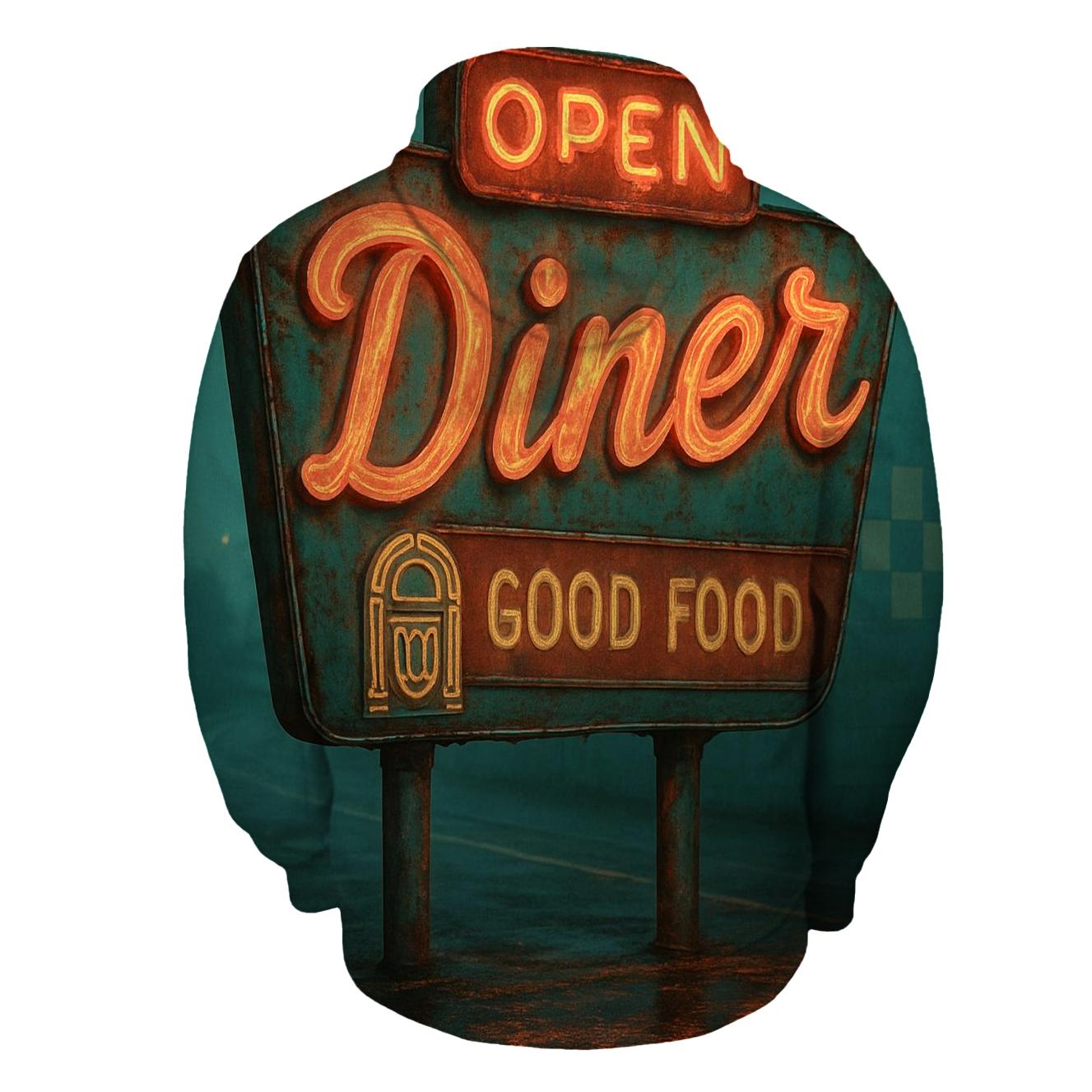 Sunset Diner Neon Sign lightweight hoodies